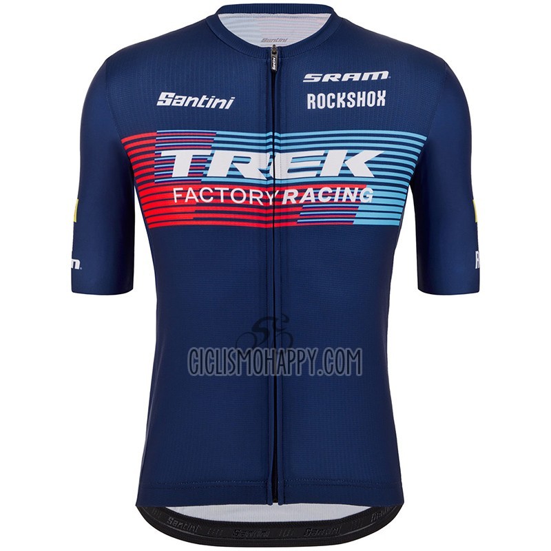 Trek Factory Racing Cycling Jersey Bib Short 2023 Men Short Sleeve Blue